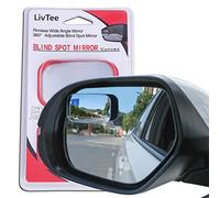 LivTee Blind Spot Mirror, Rectangle Shaped HD Glass Frameless Convex Rear View Mirror with wide angle Adjustable Stick for Cars SUV and Trucks, Pack of 2
