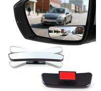 Livtee Framed Rectangular Blind Spot Mirror, HD Glass and ABS Housing Convex Wide Angle Rearview Mirror with Adjustable Stick for Universal Car (2 pcs)