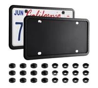 LivTee Silicone License Plate Frames Covers, 2 Pack Universal American Car Accessory License Plate Bracket Holder, Licence Plate Accessories - Black