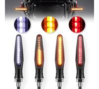 LivTee Super Bright 4PCS Motorcycle Indicators Flowing Turn Signal Brake Lights & Daytime Running Lights 12V for Motorbike Scooter Quad Cruiser Off Road, White/Red/Amber