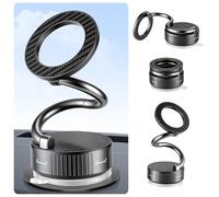 LivTee Vacuum Magnetic Phone Holder for Your Car, The 360° Adjustable Suction Cup Phone Mount with a Sleek Metallic & Carbon Fiber Design, Features a 3000gf Magnet, Fits Magsafe, Fits iPhone & Android