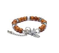 LivuX Archangel Gabriel Bracelet with Rainbow Moonstone - Spiritual Bracelet 19-23cm - Guardian Angel Jewellery with Wooden Beads - Includes Gift Box & Info Booklet 1377