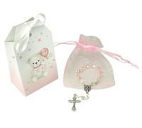 LivuX Christening / Bear Rosary Gift Set - Christening Gift with Teddy Bear and Ten Rosary - Lovingly Designed, Stone