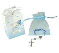 LivuX Christening / Bear Rosary Gift Set - Christening Gift with Teddy Bear and Ten Rosary - Lovingly Designed, Stone