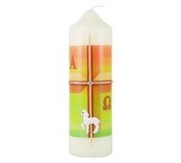 LivuX Easter Candle with Decoration Green/Red/Gold Egg Shell 16.5 cm x 5 cm - Pillar Candle Paraffin Wax, Approx. 40 Hours Burn Time - Symbol of Resurrection, Hope & Renewal Easter Party Decoration