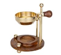LivuX Smoke burner with strainer made of wood and brass gold, adjustable, 11 x 8 cm, practical incense burner for incense, herbs and incense 1095