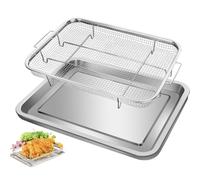 Liwankaqi Baking Tray with Cooling Rack Grill Basket Grid for Oven 39. 2 x 29. 3 x 5. 5 cm Set Basket Non-Stick Crisper Oven Tray Grill Grid BBQ Baking Basket Non-Stick Baking Tray Non-Toxic & Easy to