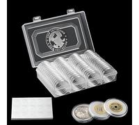 Liwein Coin Capsules, 60 Pieces Coin Holder Case Clear Round Plastic Coin Capsules Container with Foam Inserts for Coin Collection Supplies 8 Sizes(19/20.5/22.5/25/27/30/38.5/41mm)