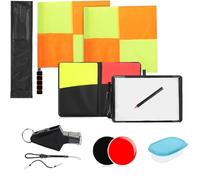 Liwein Soccer Referee Flags Kit, 4 Pcs Referee Kit Including Referee Cards Linesman Flags Toss Coin Referee Whistle for Football Soccer Sports