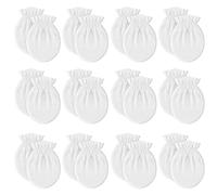 Liwely 12 Pairs Unisex-Baby No Scratch Mittens, 100% Cotton, Solid White