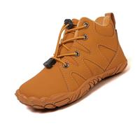 LIWLLIUA Kids Barefoot Winter Boots, Zero Drop Waterproof Hiking Shoes with Fleece Lining, Wide Toe Box Minimalist Sneakers for Boys and Girls, Warm Outdoor Snow Boots,Y08 Yellow,11.5 UK