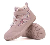 LIWLLIUA Kids Barefoot Winter Snow Boots Minimalist Wide Toe Box Waterproof High-Top Ankle Booties with Zero Drop Sole for Toddlers, Boys & Girls,622 Lotus Pink,3.5 UK