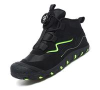 LIWLLIUA Kids High Top Barefoot Shoes Boys Girls Minimalist Sneakers Lightweight Comfort Zero Drop Shoes Toddler Little Big Kid,A05 Black,12 UK