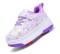 LIWLLIUA Kids Skates Shoes with Wheels Roller Shoes Girls Roller Skate Sneaker 4 Wheelss for Sneakers Boys Thanksgiving Christmas Day Best Gift,898 Purple,2 UK