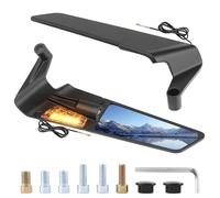 Liwogi 1 Pair 360° Adjustable Motorcycle Mirrors Set with LED Light, Aerodynamic Motorbike Rear View Side Mirrors Universal Motorcycle Rearview Side Stealth Wing Mirror for 10/8mm Handlebar