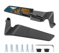 Liwogi 1 Pair Aerodynamic Motorbike Rear View Wing Mirrors Universal Motorcycle Side Aluminium Alloy Mirrors 360°/210° Adjustable, Anti-Shake Design, Fits Most Motorbikes 8MM/10MM Fitment