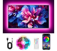 Liwqolx 2M TV Backlight for 40-60 Inch TV, RGB TV Backlight with Remote, Colour Changing Music Sync Bluetooth APP Control Strip Lights, 30Leds/M, USB Powered for Home Theater