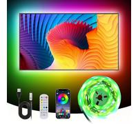 Liwqolx 5M Led Strip Lights, Chasing Effect RGBIC Dream Color USB Led Strip Lights, 30Leds/M, Sync to Music,Remote and Bluetooth APP Control, for 65-75 Inch TV/PC