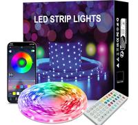 Liwqolx LED Strip Light 15M, Smart Ambient Lights with Bluetooth App & Remote Control, Music Sync Built-in Mic, Flexible Design for Gaming, Ceiling, and Home Decoration