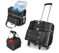 LIWSHWZ 3 Ball Bowling Bags with Wheels,Double Roller 2 Ball Bowling Bag with Separate Shoe Compartment + 1 Ball Add On Bag,600 X 300D Oxford Waterproof PU,Accessory Pocket