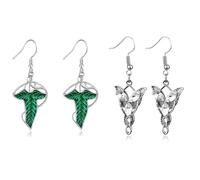 LIWWEC 2 Pairs Lord of The Rings Arwen Evenstar Earrings, Cubic Zirconia, Elvish Jewelry for Women, Large, Cubic Zirconia, Cubic Zirconia