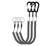 Lix&Rix Spiral Retractable Safety Coiled Lanyard with Stainless Steel Clip Keychain Ring Carabiner for Keys Fishing Tools,3pcs