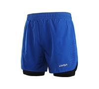 Lixada 2 in 1 Running Shorts Men Athletic Shorts Fitness Marathon Shorts Breathable + Quick Dry Blue