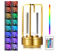 Lixada Battery Operated Metal Table Lamp Modern RGB Cordless Table Lamp Atmosphere Color Changing Desk Lamp Touch Control Remote USB Dimmable Night Light for Home Desk Bedroom Restaurant Outdoor