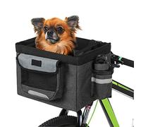 Lixada Bicycle Front Basket Foldable Bike Handlebar Basket Removable Cycling Frame Basket Pet Dog Cat Carrier Bag for Handlebars Up to 2.5cm In Diameter