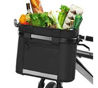 Lixada Bike Detachable Basket Bicycle Front Pet Carrier Canvas Front Bag Aluminum Alloy Frame Pet Basket (Black)