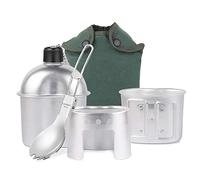 Lixada Camping Canteen Set Aluminum Military Canteen Water Bottle Wood Stove Set with Cover Bag for Camping Hiking Backpacking Hunting