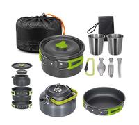 Lixada Camping Cookware Kit, Portable 2-3 People Camping Cooking Set Lightweight Non-Stick Camping Pot and Pan Set with Cups Spoon Fork Cutter for Outdoor Travel Camping Hiking Picnic BBQ