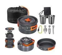 Lixada Camping Cookware Kit, Portable 2-3 People Camping Cooking Set Lightweight Non-Stick Camping Pot and Pan Set with Cups Spoon Fork Cutter for Outdoor Travel Camping Hiking Picnic BBQ