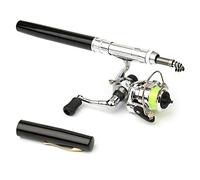 Lixada Detachable Fishing Reels Set 1m/1.4m Mini Telescopic Fishing Rod + Lightweight Spinning Reel for Beginners Children Fishing, Black , 1M