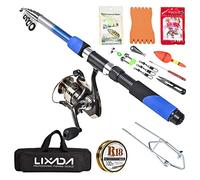Lixada Fishing Rod Reel Set Telescopic Fishing Rod Reel Combo Kit with Fishing Rod Fishing Reel Fishing Lures Hooks Bag Necessary Fishing Accessories