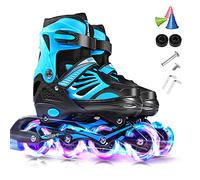 Lixada inline skates children adjustable inline skates with illuminated PU wheels roller skates gift for children teenagers, boys girls beginners women men, sizes 28-33/34-37/38-41