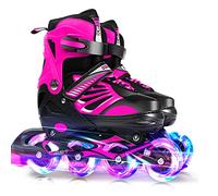 Lixada inline skates children adjustable inline skates with illuminated PU wheels roller skates gift for children teenagers, boys girls beginners women men, sizes 28-33/34-37/38-41