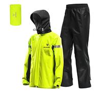 Lixada Men Motorcycle Rain Suit Outdoor Reflective Waterproof Rain Jacket and Pants Rain Gear for Bike Riding Cycling Camping Hiking