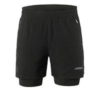 Lixada Men's 2-in-1 Running Shorts, Quick-Drying, Breathable, with Zip, Side Pockets, Long Lining, Active Training Exercise, Jogging Marathon Cycling Shorts