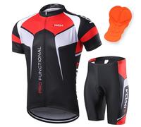 Lixada Men's Cycling Clothes Set Breathable Quick Dry Short Sleeve Bicycle Jersey Shirt+3D Cushion Padded Riding Shorts Tights Pants