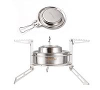 Lixada Mini Backpacking Stove with 120ml Alcohol Burner Fire Cover and Stand Stainless Steel Folding for Camping Hiking Survival Training