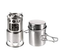 Lixada Portable Camping Stove Combo Wood Burning Stove and Cooking Pot Set for Outdoor Backpacking Fishing Hiking (Pot & Stove Set)