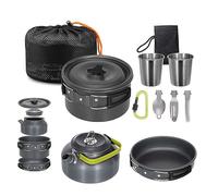 Lixada Portable Cookware Kit - 2-3 Person Cooking Set, Lightweight Non-Stick Camping Pots and Pans With Cups, Spoons, Forks, Cutlery for Outdoor Travel, Hiking, Picnic, BBQ