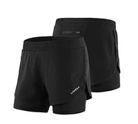 Lixada Quick Drying,Breathable,Active 2-In-1 Running Shorts With Longer Inner Shoe Medium Black