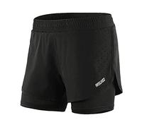 Lixada Quick Drying,Breathable,Active 2-In-1 Running Shorts With Longer Inner Shoe Small Black