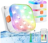 Lixada Rechargeable Pool Lights for Above Ground Pools,Waterproof Submersible LED Lights with Remote,Hot Tub Lights Underwater Pool Light 16 Colors Dynamic for Pond/Backyard/Party/Aquarium -4 Pack