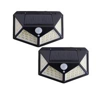 Lixada Solar Light Outdoor Garden Light Human Body Induction Wall Light Four Sides 100LED Rechargeable Household Lighting Street Light [100 Lamps and Three Functions] 2 Packs Solar Wall Light