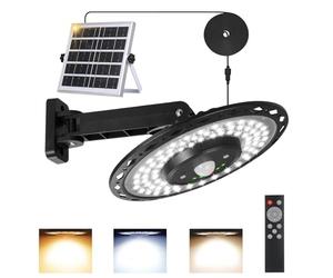 Lixada Solar Pendant Light 180LEDs Solar Powered Pendants Lamp Wall Garage Light Motion Sensor Shed Lights Outdoor IP65 Waterproof Hanging Lights with Remote for Barn Farm Garden Yard Patio
