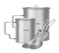 Lixada Ti Camping Cup with Lid 200ml and 450ml Coffee Mug Set with Spork for Camping Hiking Travel