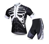 Lixada - unisex cycling short-sleeved jersey and 3D shorts - padded shorts - breathable , white - white, M